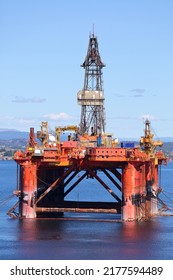 Offshore Drilling Rig Maintenance In A Fiord Near Bergen, Norway. Oil Industry Structure.