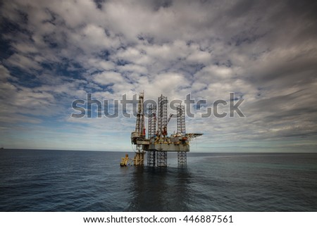 Offshore Jack Up Drilling Rig in the middle of the South China Sea