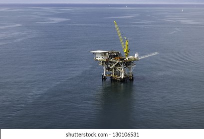 Offshore Oil Drilling Rig Aerial View