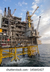 Offshore Oil Platform On The North Sea, In The Norwegian Sector