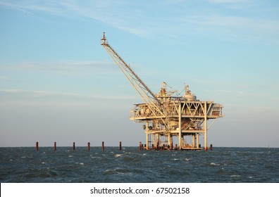 An Offshore Oil Rig Off The Coast Of Louisiana.