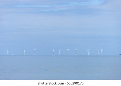 Offshore Wind Farm In The Thames Estuary, UK.