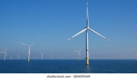 Offshore Wind Farm Turbines In North Sea