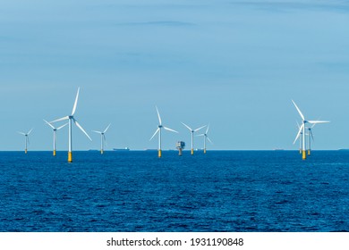 offshore wind farm with wind turbines in the north sea, atlantic 