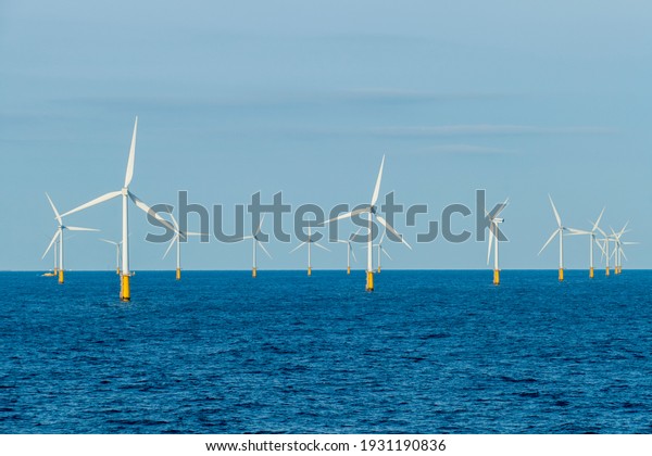 offshore wind farm with wind turbines in the north sea,\
atlantic 
