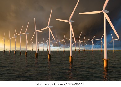 Offshore Wind Farm.Wind Power. Green Energy