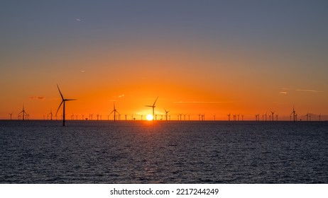 Offshore Wind Park In The Middle Of North Sea.