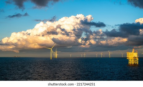 Offshore Wind Park In The Middle Of North Sea.