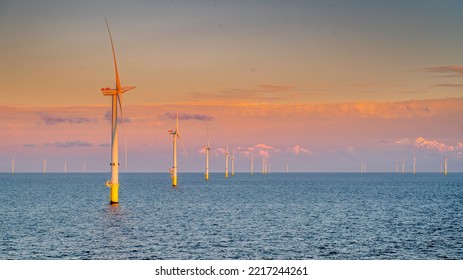 Offshore Wind Park In The Middle Of North Sea.