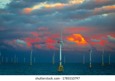 Offshore Wind Turbines At The North Sea