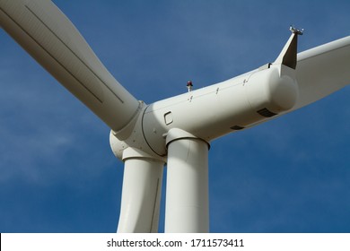 Offshore Windmill Farm In The Ocean Westermeerwind Park , Windmill Green Energy At Sea On A Beautiful Bright Day Netherlands Flevoland