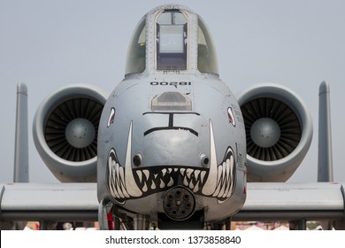 Offutt AFB, Nebraska / USA - August 2018: A-10 Warthog Fighter Jet At The Offutt Air Force Base Air Show