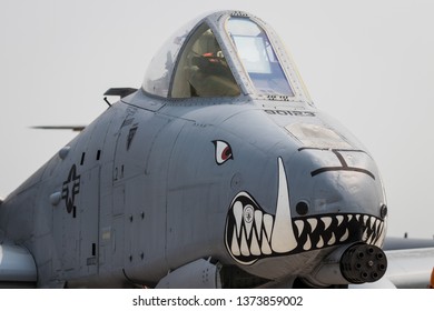 Offutt AFB, Nebraska / USA - August 2018: A-10 Warthog Fighter Jet At The Offutt Air Force Base Air Show