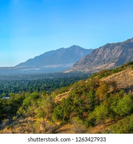 Ogden Utah Landscape With Mountains And Blue Sky