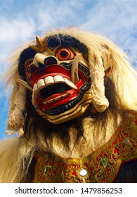 Ogoh ogoh, traditional mask-statue  of bad spirit,during nyepi carnival parade in bali- Indonesia