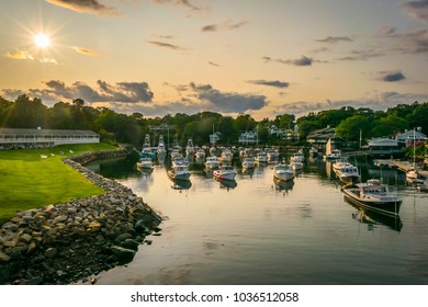 Ogunquit, Maine - 8/26/2017 : Boats in the marina late on a summer day.