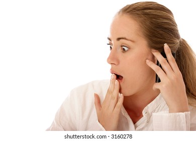 Oh, No! - Stock Photo Of A Young Woman Using Mobile Phone