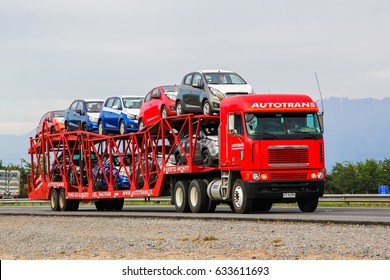 O'HIGGINS, CHILE - NOVEMBER 19, 2015: Semi-trailer truck Freightliner Argosy at the Pan-American Highway.