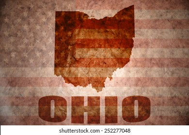 ohio map on a vintage american flag background