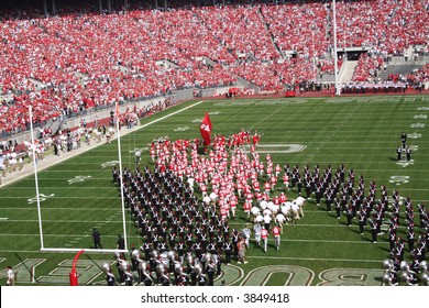 Ohio State football players take the field at home