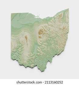 Ohio Topographic Relief Map - 3D Render