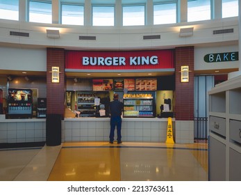 Ohio Turnpike, Genoa, Ohio - Sep 11, 2022: Landscape View Of Burger King Restaurant Inside Wyandot Service Plaza.