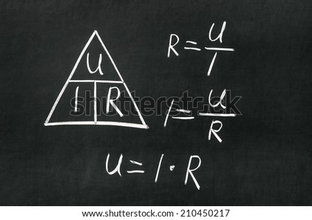 Ohm's Law triangle drawn on a blackboard with chalk