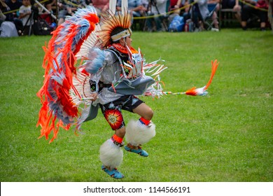 Ohsweken Ontario Canada - July 28, 2018 - Grand River Champion Of Champions Pow Wow, Chiefwood Park, Six Nations, Dancers And Costumes