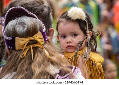 Ohsweken Ontario Canada - July 28, 2018 - Grand River Champion Of Champions Pow Wow, Chiefwood Park, Six Nations, Dancers And Costumes