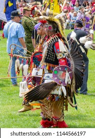 Ohsweken Ontario Canada - July 28, 2018 - Grand River Champion Of Champions Pow Wow, Chiefwood Park, Six Nations, Dancers And Costumes