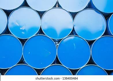 Oil Barrels Or Chemical Drums Stacked Up