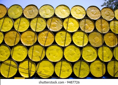 Oil Barrels Stacked Up For Cargo