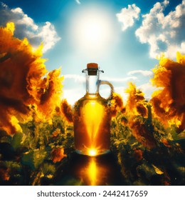 OIL BOTTLE IN GIRASOLES FIELD