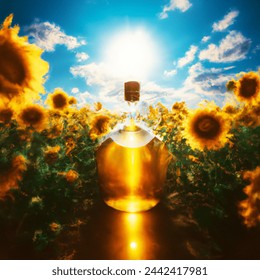 OIL BOTTLE IN GIRASOLES FIELD