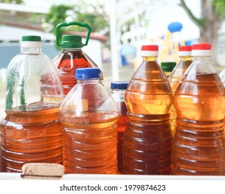 Oil Bottles Filled With Used Edible Oil To Be Recycled Into Biodiesel