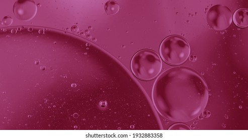 Oil Bubbles On Water Abstract Form In Glass Tank