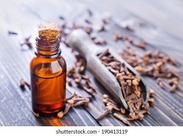 Oil Of Cloves In A Glass Bottle