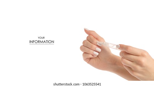 Oil For Cuticle Nails In Hands Pattern On A White Background Isolation