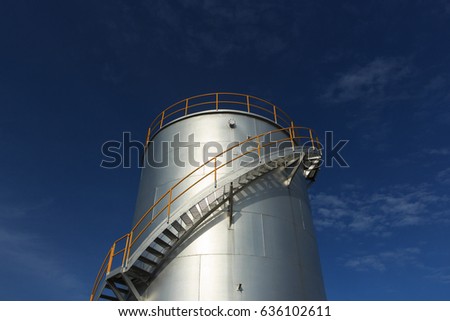Oil Depot, Tank Farm, Industrial Petrochemical Oil for Airplane with Blue Sky. Set as Copy Space for Text.