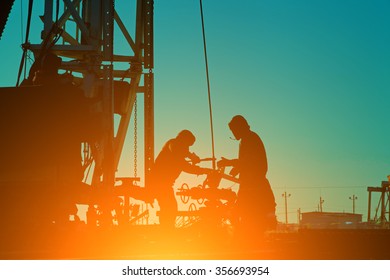 Oil Drilling Exploration, The Oil Workers Are Working