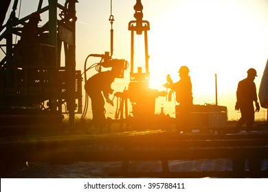 Oil drilling exploration, the oil workers are working