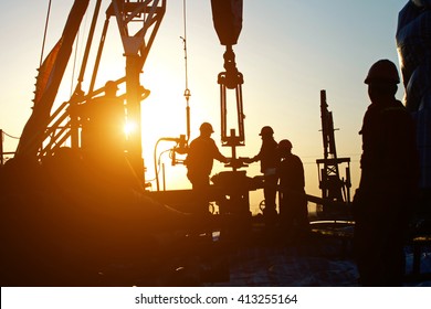 Oil Drilling Exploration, The Oil Workers Are Working