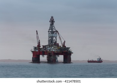 Oil Drilling Rig At Walvis Bay, Namibia