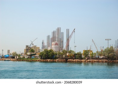 Oil Drilling Site At The Shore, Sharjah, UAE