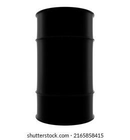 Oil Drum. Classic Black Oil Drum. Isolated On White.3d Rendering