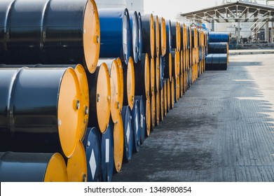 Oil Drum,stack of oil drums,Used 55 gallon chemical drums in a storage yard awaiting recycling.At the industrial event is a warehouse of barrels of hydrocarbons.Industry oil barrels .