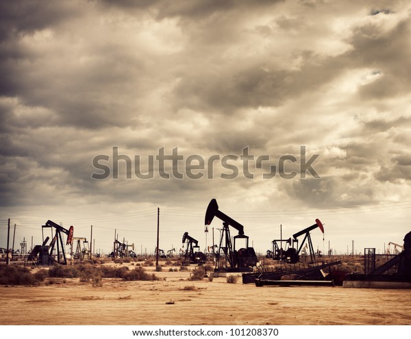 Oil Field in Desert, Oil\
Production
