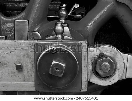 Oil Fittings on Locomotive drive wheel showing mechanical linkage