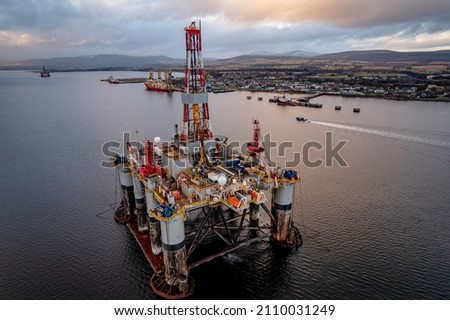 Oil and Gas Drilling Platform Dusk Aerial View