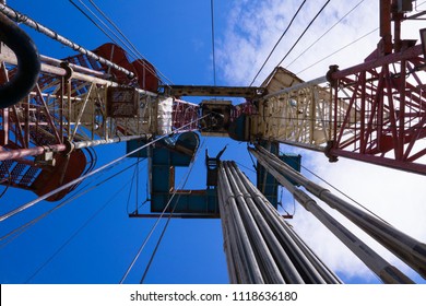 Oil And Gas Drilling Rig. Oil Drilling Rig Operation On The Oil Platform In Oil And Gas Industry.